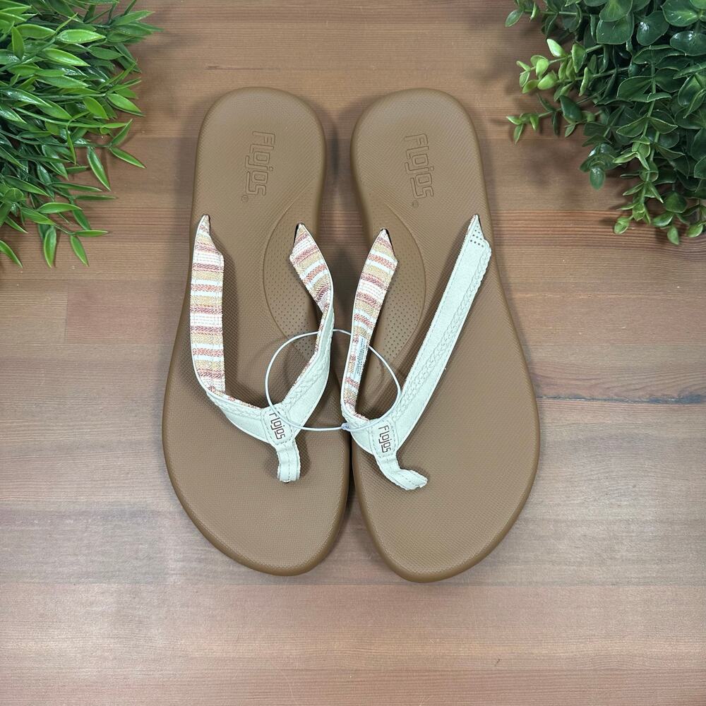 Flojos Women's White Flip Flop Sandals Size 7